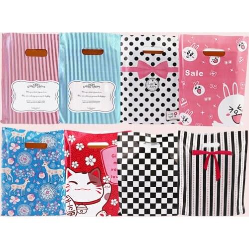 Thicken Large More Pattern Jewelry Plastic Bag With Handle Wedding Gift Thick Shop Gift Shopping Packaging Plastic Handle Bags
