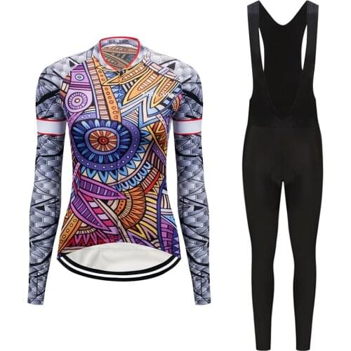 Long Sleeve Bicycle Clothes 2021 Women Cycling Jersey Set Body Suit Mtb Bike Clothing Female BIB Dress Maillot Sport Wear Kit