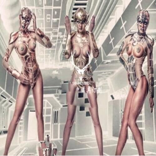 Technology sense costumes headdresses future show party clothes headwear women stage dance jumpsuit