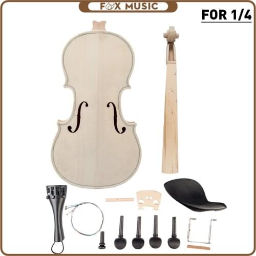 1/4 DIY Violin Kit Solid Wood Acoustic Violin Fiddle Kit with EQ Spruce Top Maple Back Neck Fingerboard 1/4 Violin Natural
