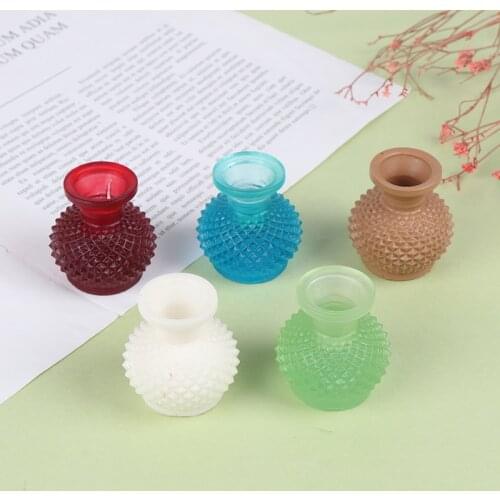 1Pc 1/12 Scale Colorful Dollhouse Miniature Flower Vase Pot Doll House Living Room Decora