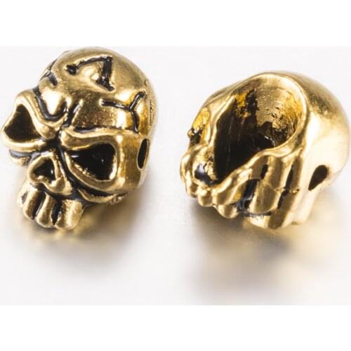 10pcs Tibetan Style Alloy Skull Beads for jewelry making wholesale 12x9x10mm, Hole: 1.5mm