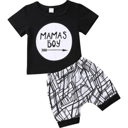 Fashion Newborn Infant Baby Boy Clothes Set Toddler Cotton Summer Short Sleeve T-shirt Tops Shorts Boys Clothing Outfit 2PCs