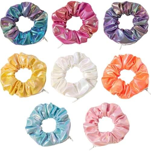 8 Pcs Hair Scrunchies Ladies Shiny Metallic Elastic Hair Bands Colorful Hair Ties Ropes Ponytail Holder Mixed Color