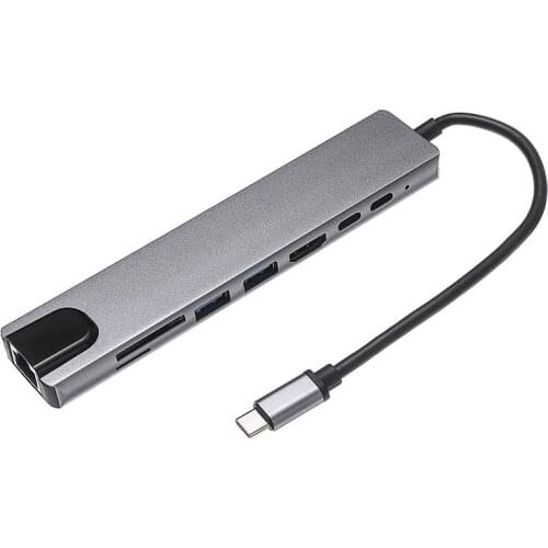 8 in 1 USB 3.0 HUB to SD/TF Card Reader 4K HDMI-compatible Adapter for MacBook Pro Air High Speed Transfer Extension Cable Cord