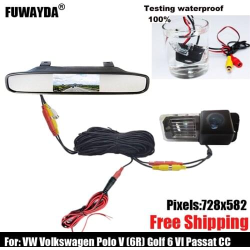 Free shipping!!! SONY CCD Car Rear View Mirror Image CAMERA for VW Volkswagen Polo V (6R)/ Golf 6 VI/Passat CC With Guide Line