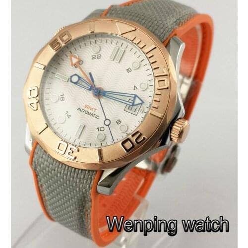 Bliger new 41mm mens top watch sapphire glass stainless steel bezel sterile dial date luminous rubber strap automatic watches