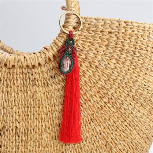 1PC Boho Style Tassel Key Chains Bag Hanging Gift For Women Jewelry Diy Handmade Key Ring