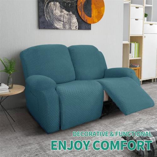6Pc/Set 2 Seater Sofa Cover All-Inclusive Lounger Armchair Cover Elastic Jacquard Thicken Recliner Cover Solid Color Couch Cover