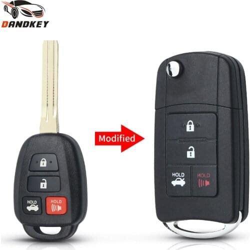 Dandkey Remote Modified Control 4 Buttons Folding Flip Key Case Shell For Toyota Camry Reiz Corolla RAV4 Prius TOY43 Key Blade