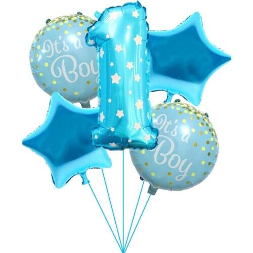 Chicinlife 5Pcs Blue 1 2 3 4 5 6 7 8 9 Year olds Birthday Foil Balloons Boy Birthday Party Decoration Baby Shower Supplies