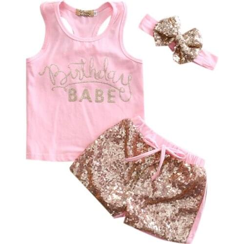 Citgeett Fashion Newborn Cute Baby Girls Cotton Tops Sleeveless Romper Sequin Pants Outfits 3Pcs Set Clothes 0-24M