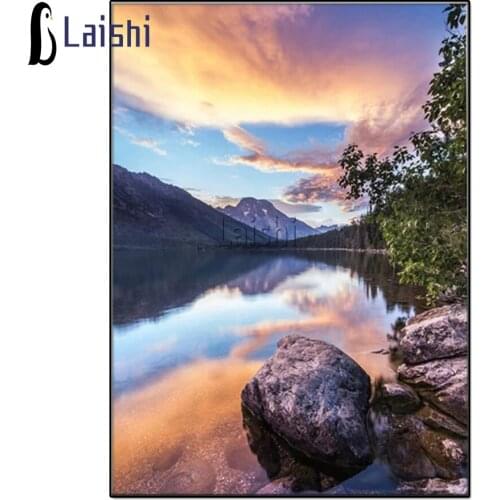 DIY 5D Square Diamond Painting Natural scenery rivers and reefs Mosaic Embroidery Landscape Picture Rhinestone Home Decoration