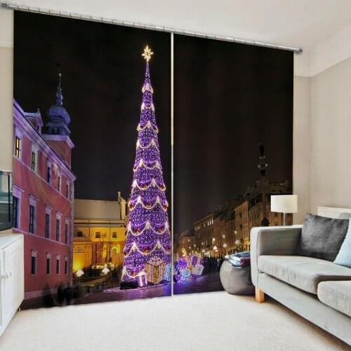 Customized size Luxury Blackout 3D Window Curtains purple tower curtains 3D Blackout Curtains