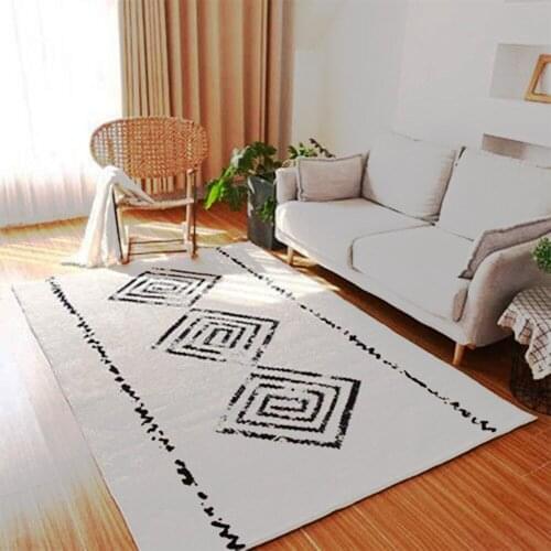 INS Flush Mat Soft Decorative Geometric Printed Carpet Machine Washable Rugs Anti-fouling Mat Bedroom Rug