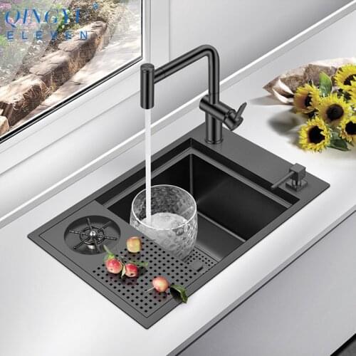 Nanometer Cup Rinser kitchen Sink 304 Stainless Steel 4mm Thickness Sink High Pressure Cup Washer Bar Counter kitchen Sink