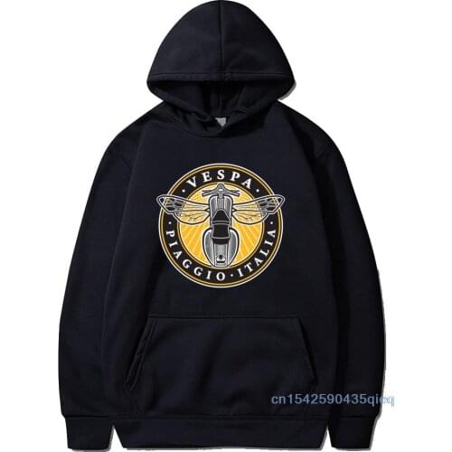 Vespa Motorbike Hoodies Men Black Clothing Cartoon Hoodies Polyester Vintage Long sleeve Sweatshirt Bee Biker Streetwear