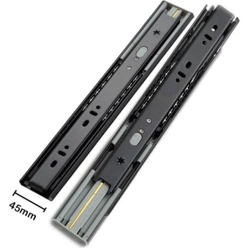 45mm Three-section Drawer Rail Copper Damping Double Spring Drawer Slide for Furniture Telescopic Drawer Guides for Drawers