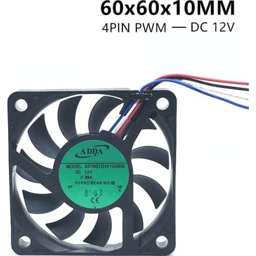 6010 60MM 60X60X10MM ADDA AD06012HX10AB00 Ultra-thin silence Graphics Card fan Cooling fan with 4pin PWM