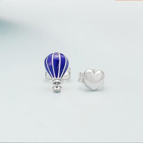 Original S925 Sterling Silver Pan Earring New Hot Air Balloon And Love Earrings For Women Wedding Gift Fashion Jewelry