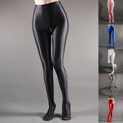 Transparent glossy pantyhose yoga leggings women Seamless high waist Fitness pants capris Sexy Dance Wear Sports workout leggins