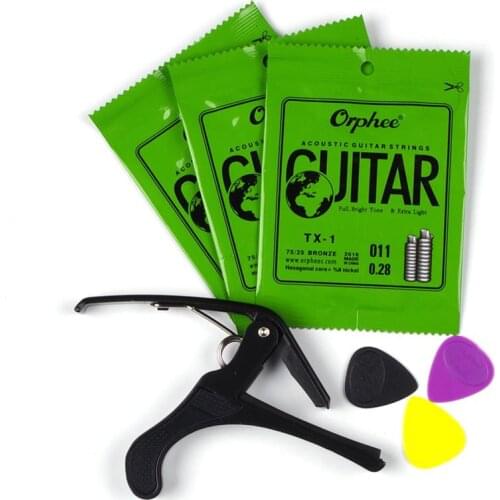Mounchain P5 Guitar Tool Set Essential Accessories Suits Includes Guitar Strings Picks and Capo