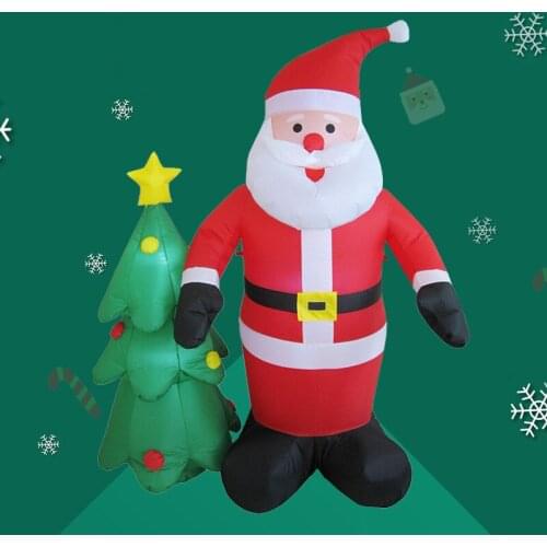 Christmas Tree Santa Claus Inflatable LED Glowing Mascot Doll Party Holiday DIY Props Xmas New Year Lantern Store Yard Art Decor