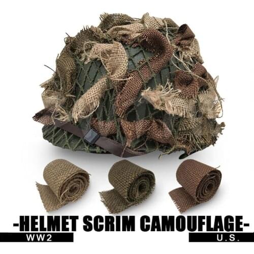 WWII WW2 US ARMY INFANTRY HELMET SCRIM CAMOUFLAGE BURLAP THREE COLORS Military