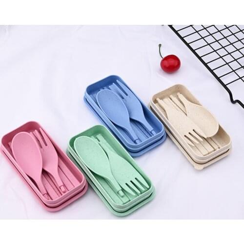 Outdoor Wheat Straw Flatware Folding Fork Spoon Knife Environmental Picnic Camping Dinnerware Outdoor Tableware Multifunctional