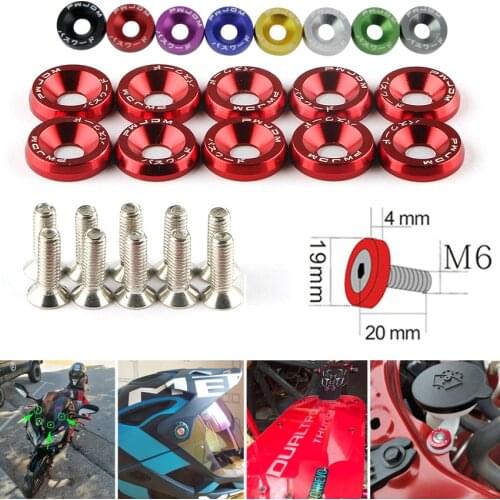 10pcs M6 Universal Refit Fasteners Fender Washer Bumper Engine Screws License Plate Scooter Bolts Auto Accessories Car Styling
