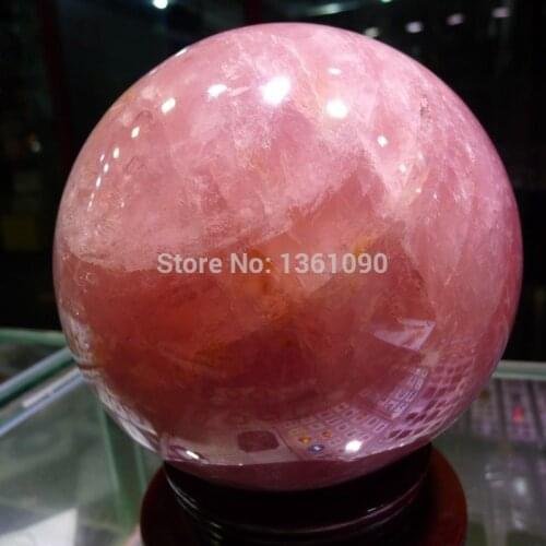 Xd j00105 Big beautiful natural star light rose quartz crystal sphere ball +stand