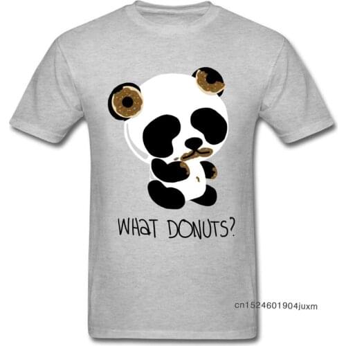 Funny T-shirt Donut Panda Tshirt Men Cartoon Printed T Shirts Summer New Kawaii Tops Cotton Grey Tees Fitness Clothes Cheap