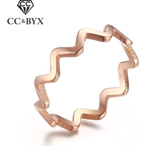 CC Stainless Steel Wave Rings For Women Fashion Jewelry Men Ring 2 Colors Simple Anel Elegant Bijouterie Size 6-8 CC1275a