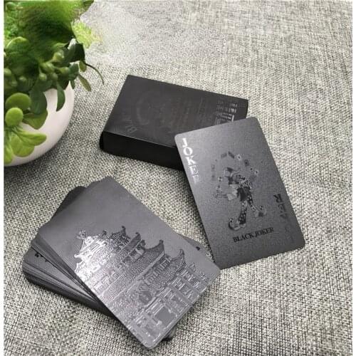 1 Set Waterproof Black Plastic Playing Cards Collection Black Diamond Poker Cards Creative Gift Standard Playing Cards
