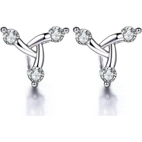100% 925 sterling silver hot sell shiny crystal ladies`stud earrings jewelry wholesale Anti allergy birthday gift drop shipping