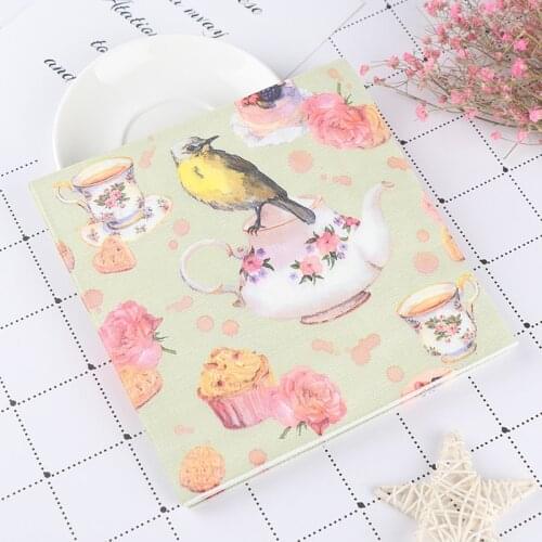 20pcs Flower and Bird Decoupage Napkin Paper Tissue for Xmas Wedding Decor
