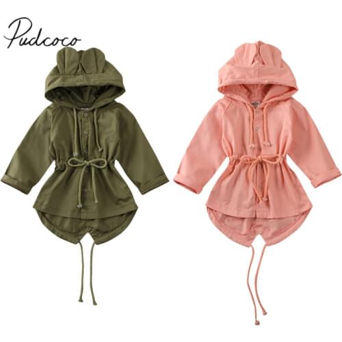 2020 Baby Summer Clothing Toddler Kids Baby Girls 3D Ear Hoodie Tops Coat Hooded Jacket Outwear Long Sleeve Clothes