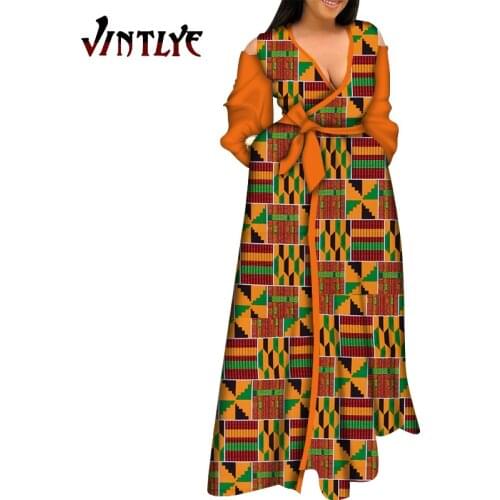 2021 African Dresses for Women Print Draped Straight Long Dresses Bazin Riche African Ankara Dresses Shawl Evening Gowns Wy5689