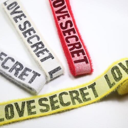 3.8cm new arrival soft elastic band plush face letters logo 1.5" 2meters diy clothing decoration pant underwear belt