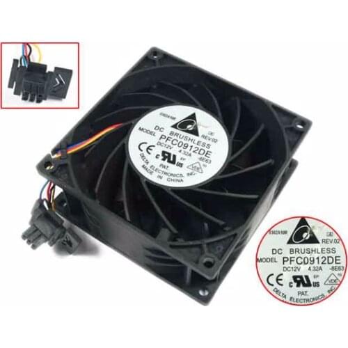 Detla Electronics PFC0912DE AY01 DC 12V 4.32A 90x90x38mm Server Cooling Fan