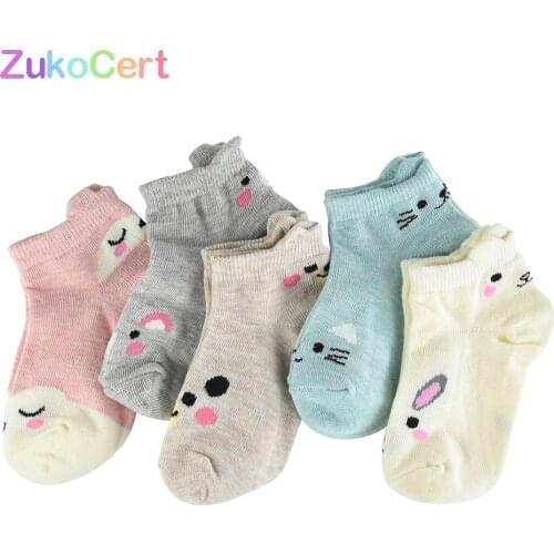 5Pairs/lot Baby Girls Boy Spring Socks Soft high quality Children Socks Unisex Breathable Cute Cat Girl Cotton Socks For 1-10 Y