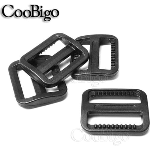 5pcs Black Plastic 1"(25mm) Tri-Glides Slider Adjustable Buckle For Outdoor Tactical Backpack Bag Strap Webbing Accessory