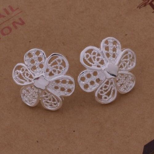 AE514 Hot sterling earrings , fashion jewelry , plated flower /cobalfia aydajpka silver color