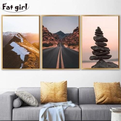 DIY 5D Diamond Painting Landscape pictures of snowy mountains, roads and stones Embroidery Mosaic Cross Stitch Home Wall Decor