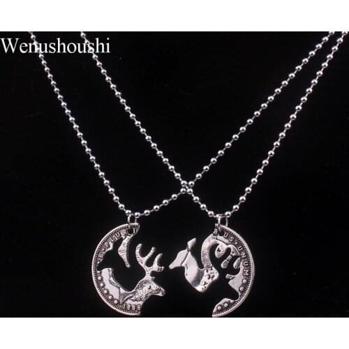 One set stainless steel beads chains creative deer necklaces women men lovers necklaces gifts di026