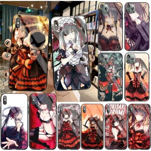 Tokisaki Kurumi Anime Custom Photo Soft Phone Case Tempered Glass For iPhone 11 Pro XR XS MAX 8 X 7 6S 6 Plus SE 2020 case