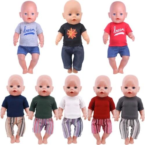 Baby clothes for doll fit 43 cm new born doll accessories Shirt + Pants Christmas gifts for kids