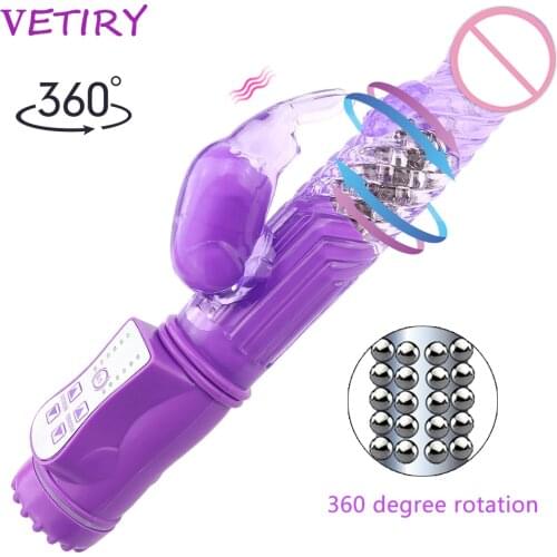 Dildo Vibrator Rotating Bead Rabbit Vibrator Female Masturbation Clitoris Double Vibration Massage Sex Toys for Women Adult Toys