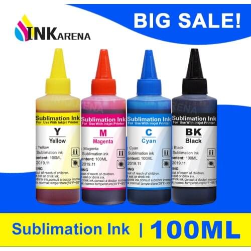 Inkarena 4 Bottle × 100ML Refill Sublimation Ink Universal For Epson WF-3620 WF-3640 WF-7610 WF-7620 WF-7710 Heat Transfer Ink
