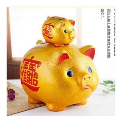 Cartoon Golden Pig Piggy Bank Coin Bank Money Box Saving Money saving tank Pen container Home Decor Favor Gift For Learning Kids